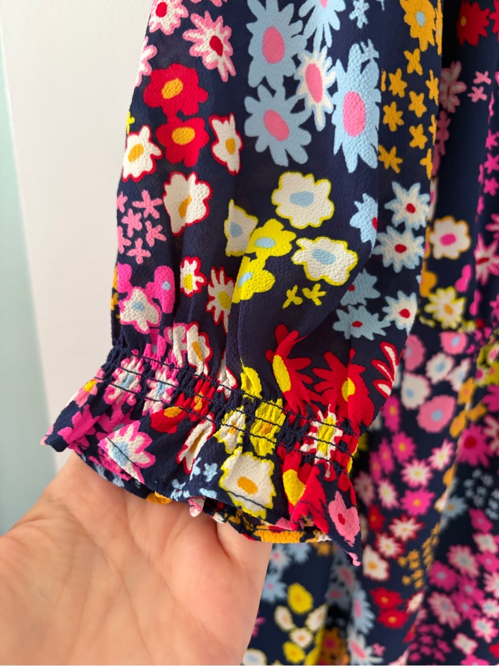 Talbots 2X Plus Multicolor Navy Blue Fit & Flare Starburst Floral Midi Dress - Picture 6 of 16